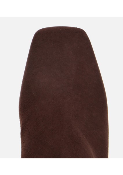 01BOH312630A480 KADIN Süet Deri Kahverengi Tokalı Kare Uçlu Bilekte Topuklu Bot indirimleri