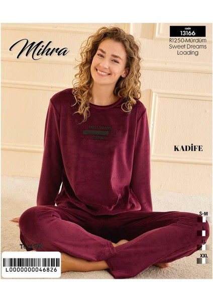 Kadın Kışlık Bisiklet Yaka Kadife Pijama Takımı 13166M - 1 Adet fiyatları