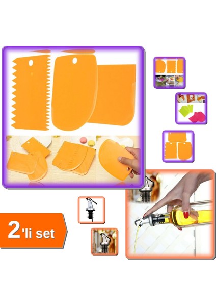 Pasta Şekillendirici Kesici Kazıyıcı + Şişe Ucu Damlalık Yağdanlık Tıpa Aparatı 2’li Set Z9QK7T
