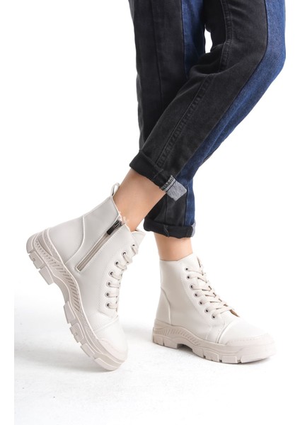 Bıanca Bağcıklı Fermuarlı Ortopedik Taban Suya ve Soğuğa Dayanıklı Cilt Kadın Spor Bot Kt Krem fırsatları