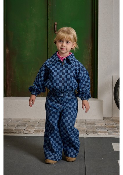 Kareli Bomber Denim Ceket Koyu Mavi fiyatları