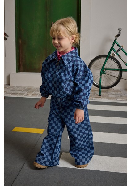 Kareli Bomber Denim Ceket Koyu Mavi modelleri