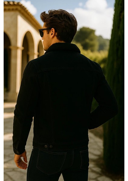 Erkek Kışlık Premium Günlük Içi Kürk S.siyah Kot Ceket