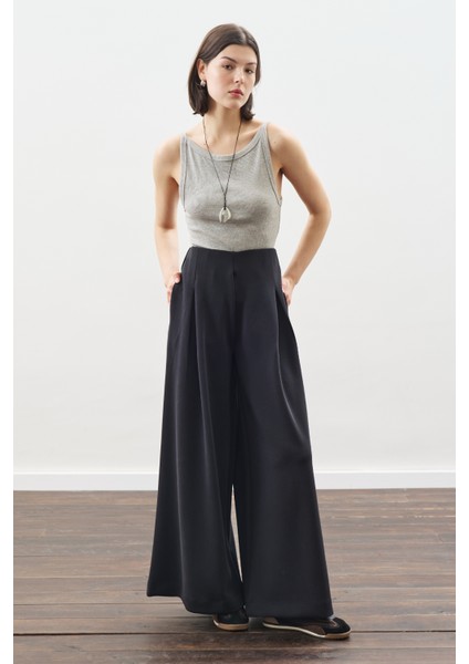 Yumuşak Dokulu Modal Geniş Pantolon Antrasit