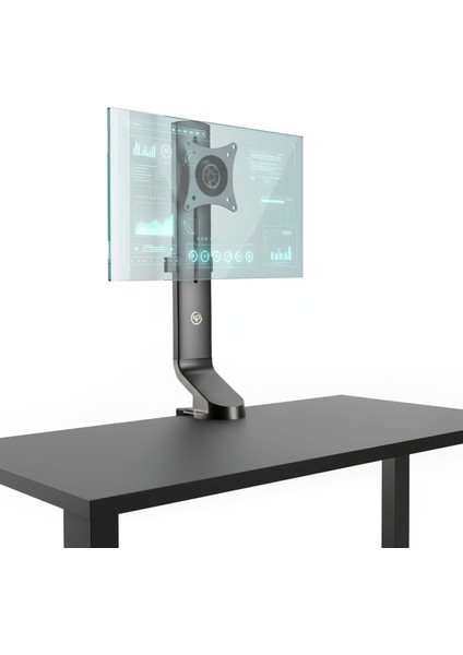 STD2101B 17"-32" Vesa Uyumlu 180° Yükseklik Ayarlı Kablo Yönetimli Tekli Monitör Standı
