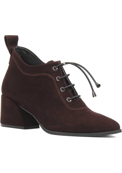 Kadın Kahverengi Kalın Topuklu Süet Deri Ayakkabı fiyatları