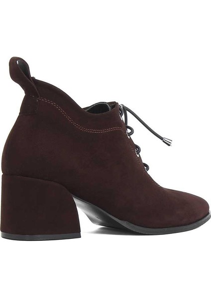 Kadın Kahverengi Kalın Topuklu Süet Deri Ayakkabı fırsatları