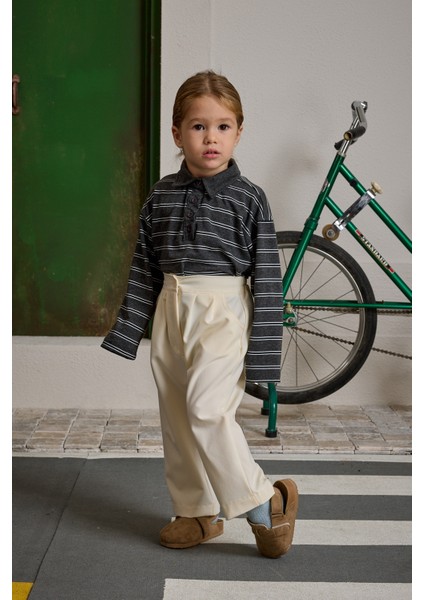 Pile Detaylı Pantolon Bej