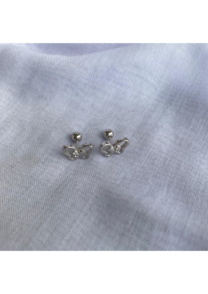 925 Ayar Gümüş Zirkon Taşlı Kelebek Model Gümüş 1 Adet Piercing (Tekli Ürün/1cm) modelleri
