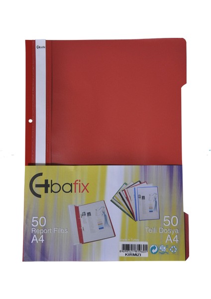 Bafix Telli Dosya Plastik Xl Kırmızı A4 (50 Li Paket)