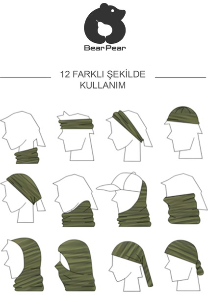 Ayı Figürlü Buff Boyunluk Baf Maske Bandana Unisex Boyunluk fırsatları