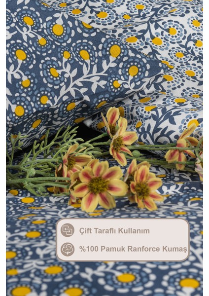 Talia Nevresim Takımı Çift Kişilik %100 Pamuk Ranforce Lastikli Çarşaf (200X220 Cm) Lacivert fırsatları