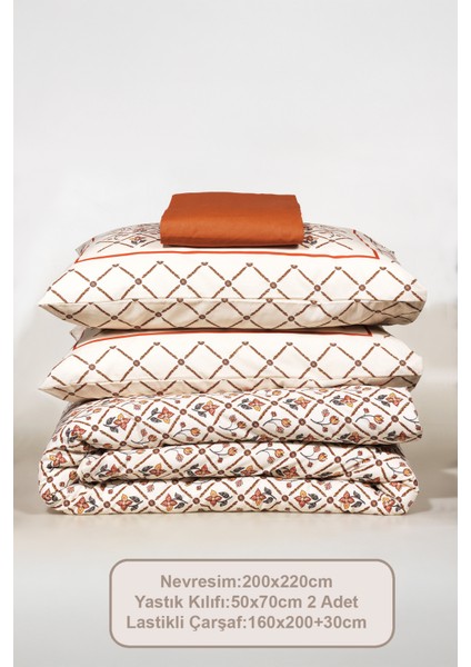 Terra Nevresim Takımı Çift Kişilik Lastikli Çarşaf (200X220 Cm) Tarçın
