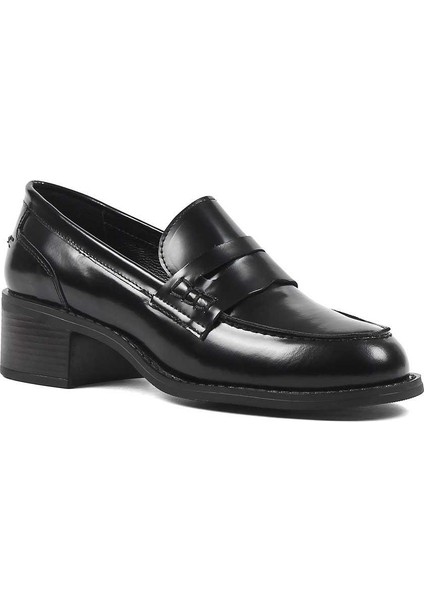 Kadın Siyah Kalın Topuklu Açma Deri Klasik Ayakkabı fiyatları