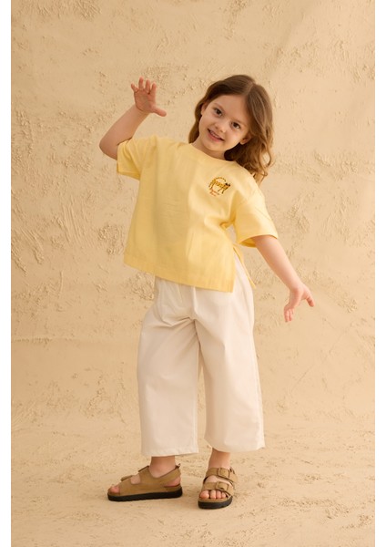 Nakışlı Oversize Keten Gömlek Sarı fiyatları