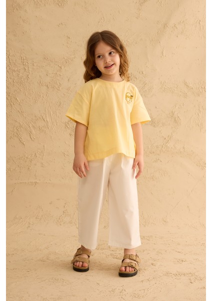 Nakışlı Oversize Keten Gömlek Sarı modelleri