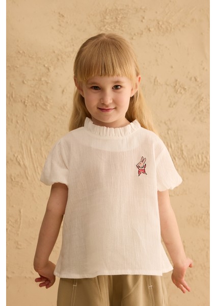 Pamuk Balon Kollu Gömlek Ekru