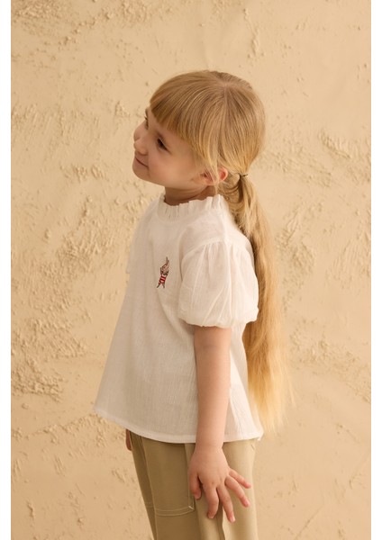 Pamuk Balon Kollu Gömlek Ekru modelleri