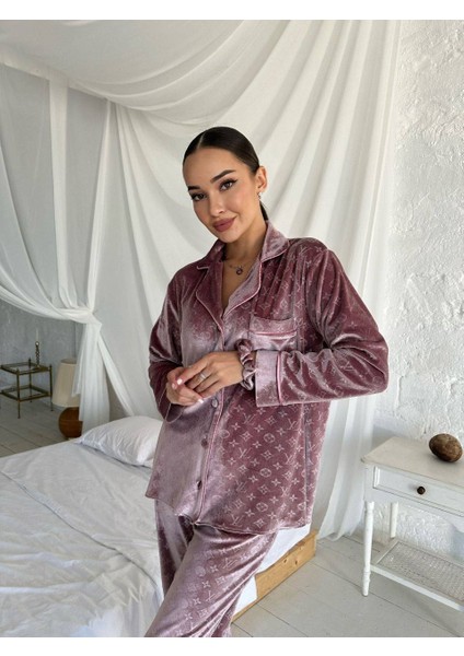 Lv Monogram Kadife Pijama Takımı Lila modelleri