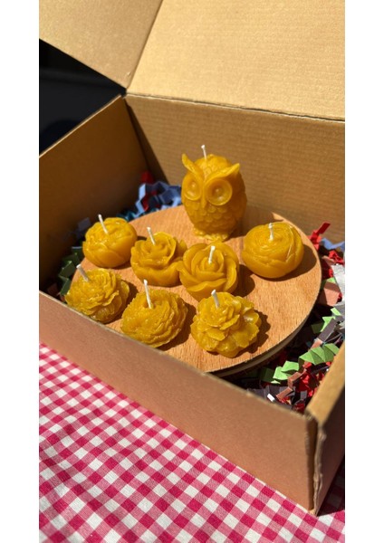 Balmumu Seti Baykuş ve Gül Modeli Mum