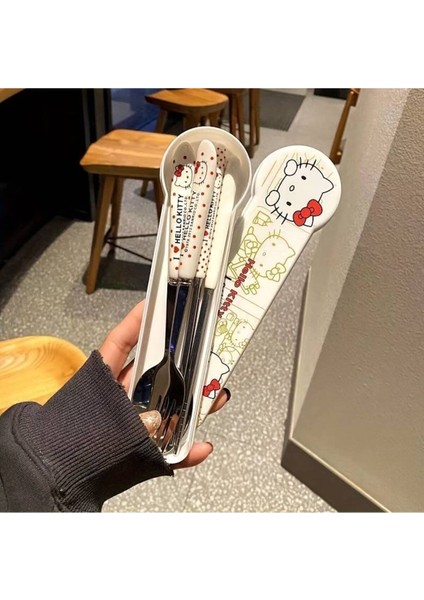 Hello Kitty Figürlü Paslanmaz Çelik Kutulu Çatal Kaşık Chopstick Seti AD59921 modelleri