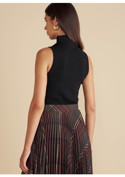 Balıkçı Yaka Standart Siyah Kadın Kazak Balıkçı Yaka Kolsuz Rayon Kazak indirimleri