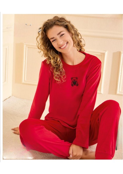 Kadın Kışlık Bisiklet Yaka Kadife Pijama Takımı 13165K - 1 Adet