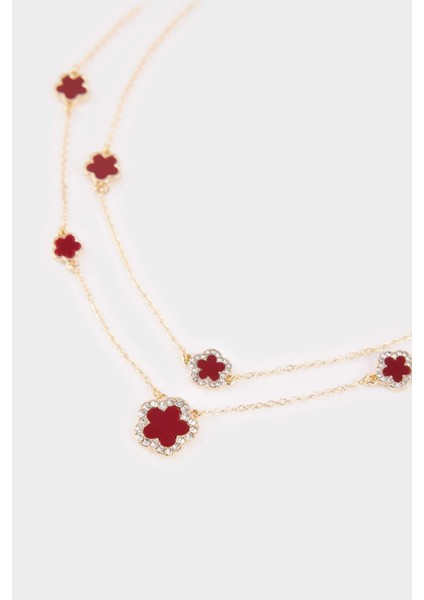 Kadın 2'li Bordo Yonca Detaylı Kolye G1272AXNS fiyatları