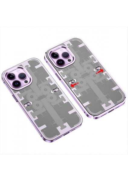 iPhone 13 Pro Max Kılıf Mekanik Bumper Kapak - Derin Mor (K95)