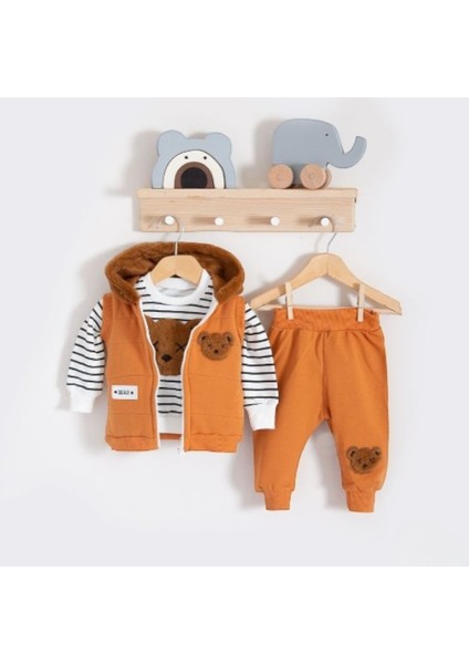 Pelüşlü Ayıcık Desenli 3'lü Takım