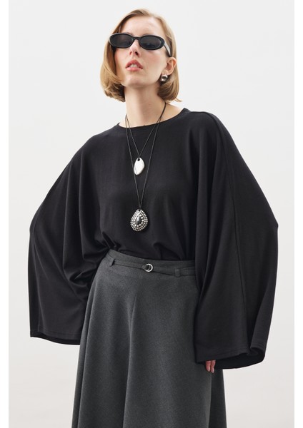 Pelerin Tarz Bluz Siyah