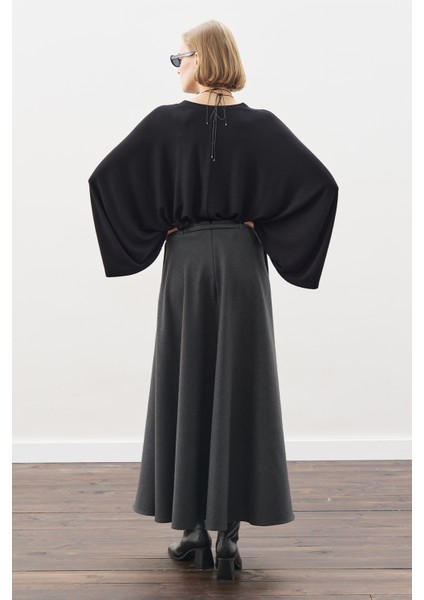 Pelerin Tarz Bluz Siyah