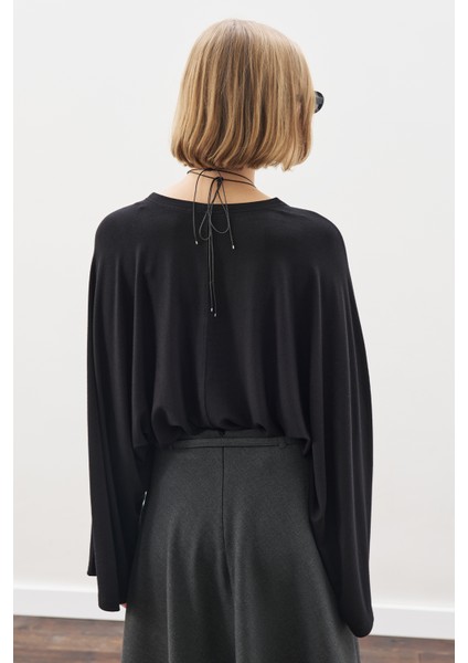 Pelerin Tarz Bluz Siyah