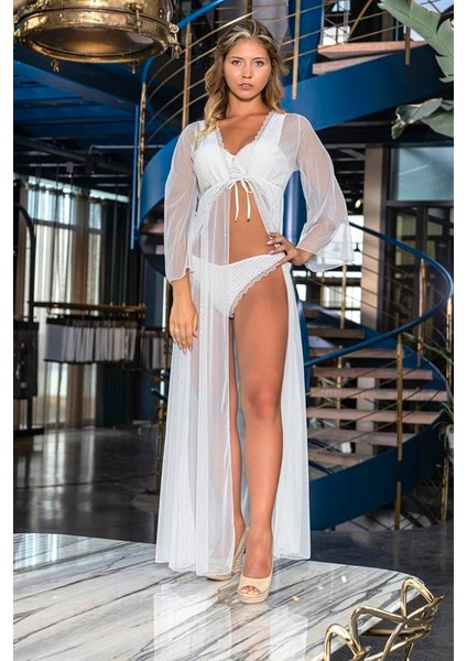 Transparan Uzun Sabahlık Ekru (MGP11460)