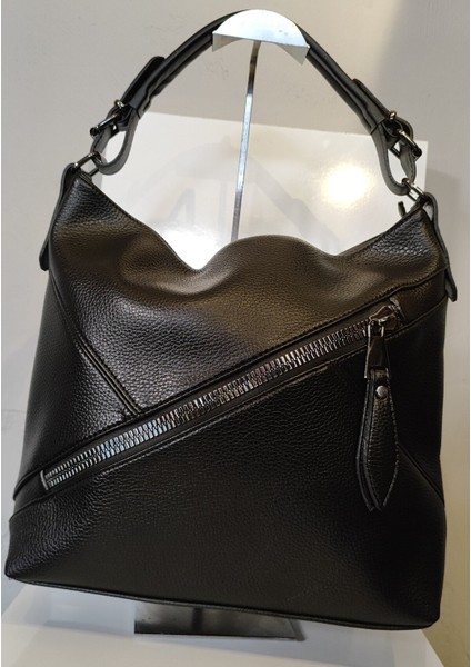 Kadın Çapraz Çanta Çift Gözlü Ayarlanabilir Askılı Siyah