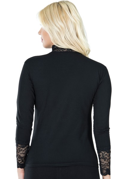 Derya Kurşun Uzun Kol Balıkçı Yaka Dantelli Kadın Tişört 241 fiyatları