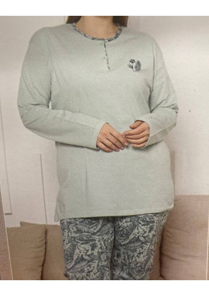 Penye Uzunkol Battal Kadın Pijama Takım