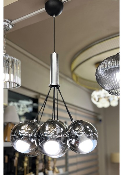 Zeppelin Cloud Silver Chrome 7'li Beyaz Cam Avize fiyatları