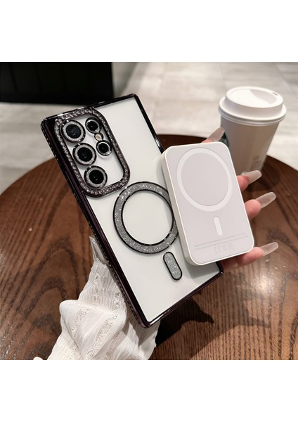 Samsung S24-S25 Plus Uyumlu Şeffaf Taşlı Magsafe Özellikli Kılıf indirimleri