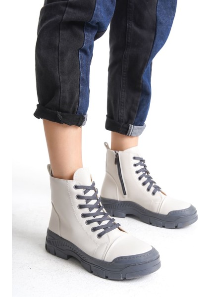 Bıanca Bağcıklı Fermuarlı Ortopedik Taban Suya ve Soğuğa Dayanıklı Cilt Kadın Spor Bot Gt Krem fiyatları