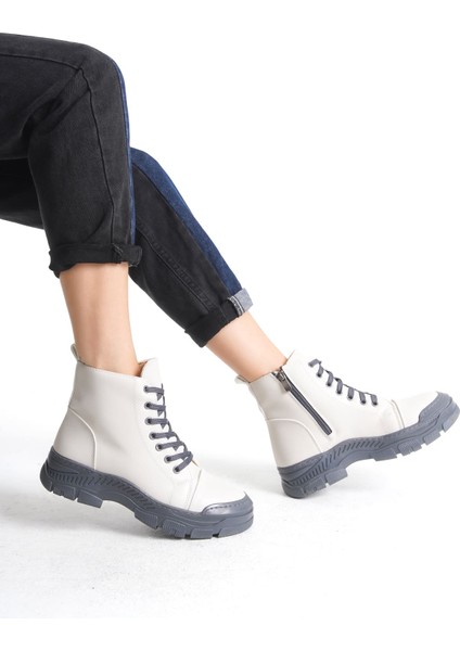 Bıanca Bağcıklı Fermuarlı Ortopedik Taban Suya ve Soğuğa Dayanıklı Cilt Kadın Spor Bot Gt Krem fırsatları