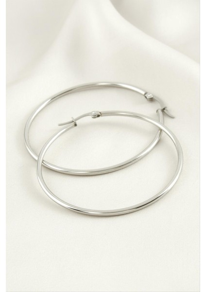 Halka Lüks Çelik Küpe 5 cm