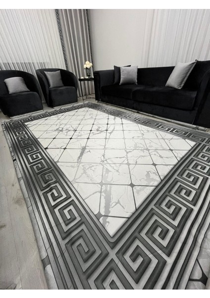 Mermer Desen Yunan Motifli Halı Örtüsü Gri Beyaz *kaymaz Tabanlı Yıkanabilir* fiyatları