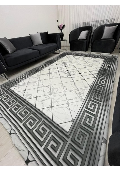 Mermer Desen Yunan Motifli Halı Örtüsü Gri Beyaz *kaymaz Tabanlı Yıkanabilir* modelleri