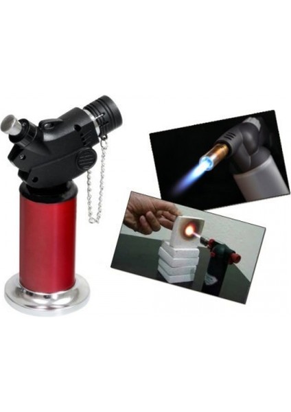 Projektör El Feneri - USB Şarjlı Pürmüz Çakmak 600 Lümen + Gazlı 1300°C Kapaklı Pürmüz 2'li Set AB12