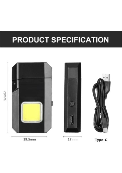 Projektör El Feneri - USB Şarjlı Pürmüz Çakmak 600 Lümen + Gazlı 1300°C Kapaklı Pürmüz 2'li Set AB12 fırsatları