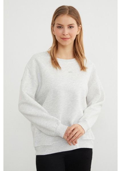 Love Aksesuarlı Bisiklet Yaka Oversize Sweatshirt