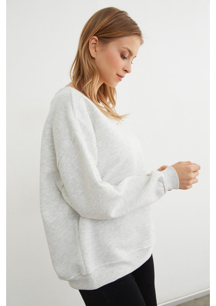 Love Aksesuarlı Bisiklet Yaka Oversize Sweatshirt modelleri