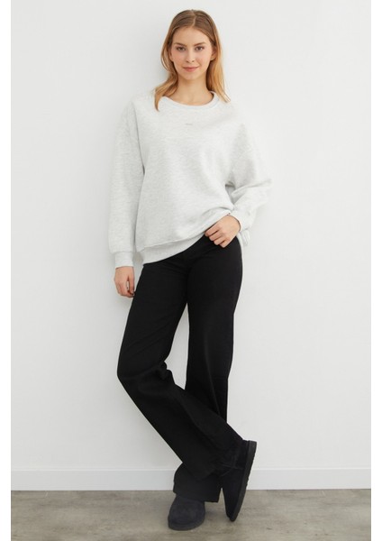 Love Aksesuarlı Bisiklet Yaka Oversize Sweatshirt