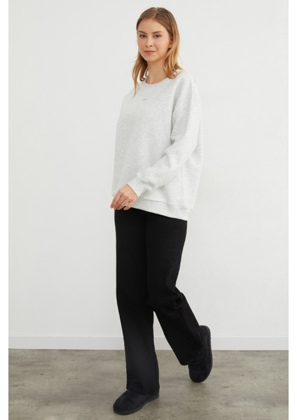 Love Aksesuarlı Bisiklet Yaka Oversize Sweatshirt